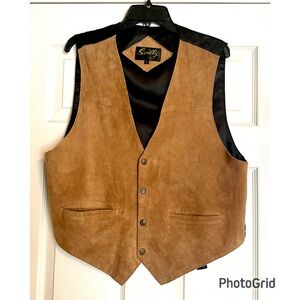 Scully Tan Genuine Leather Suede Vest with Black Lining
